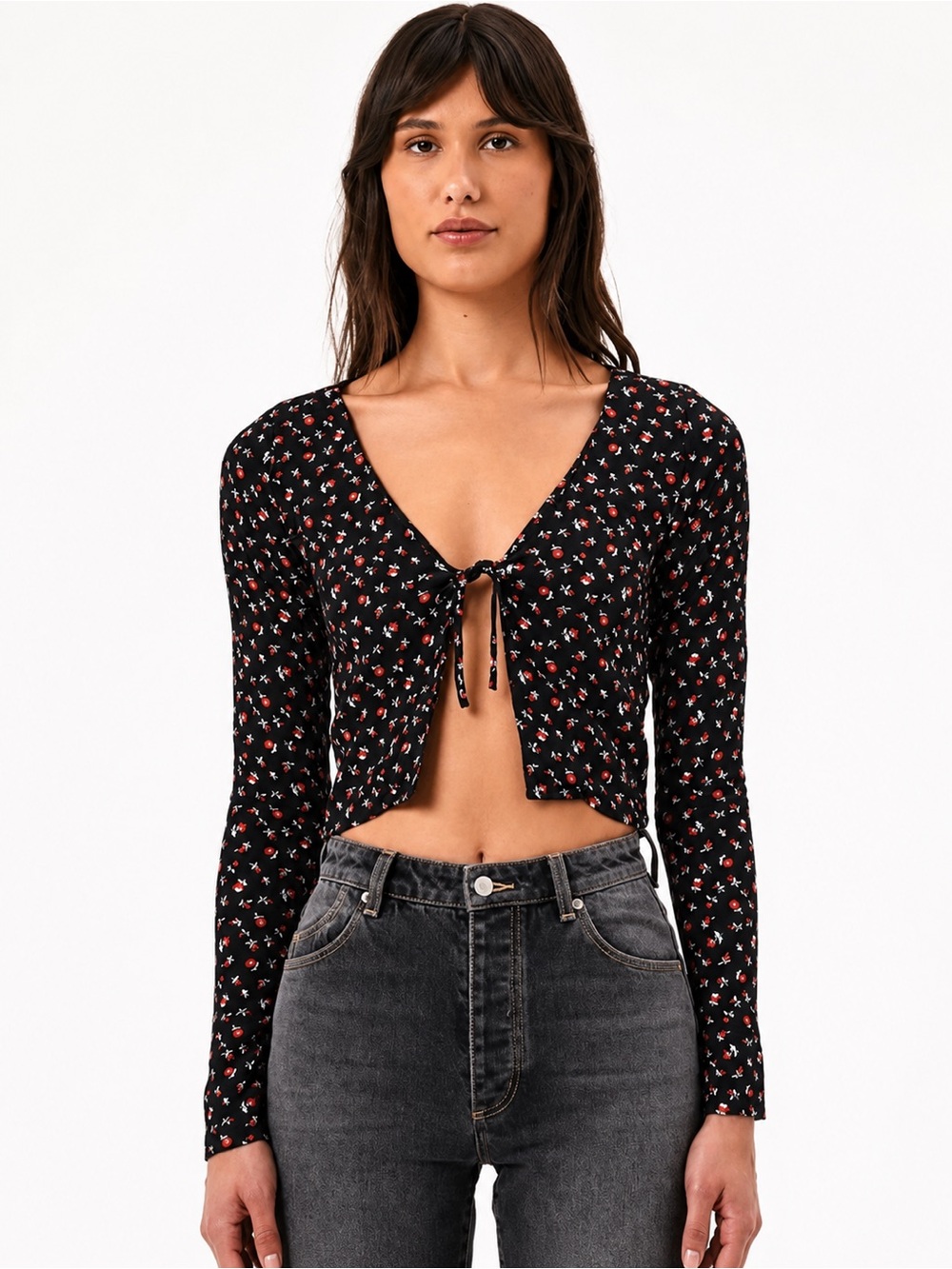 Rolla's Maggie Top Alpine Floral Tie Crop Top Y2K Coquette Size Medium